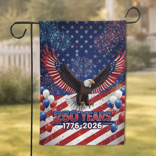 Bald Eagle American Flag 250 Years 1776-2026 Independence Day Garden Flag