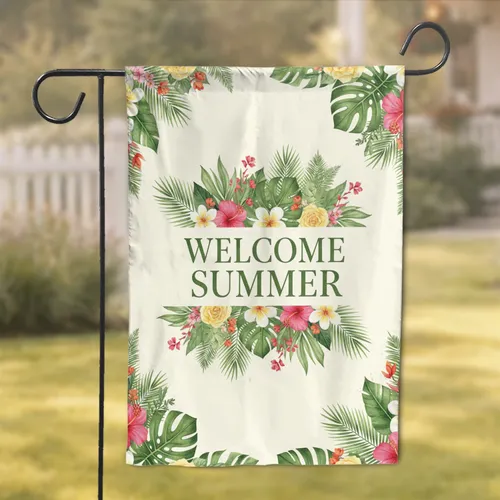 Welcome Summer Tropical Floral - Summer Season Home Decor Gift Garden Flag