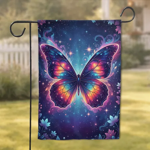 Butterfly Celestial Nebula Stars - Home Decor Gift for Space Lover Garden Flag