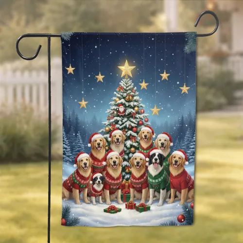 Golden Retriever Christmas Dogs Tree - Holiday Gift for Dog Lover Garden Flag