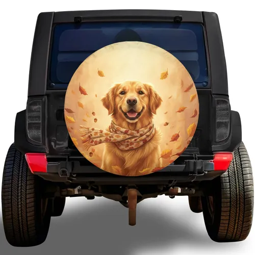 Golden Retriever Autumn Leaves - Autumn Decor Gift for Golden Retriever Lover Spare Tire Cover
