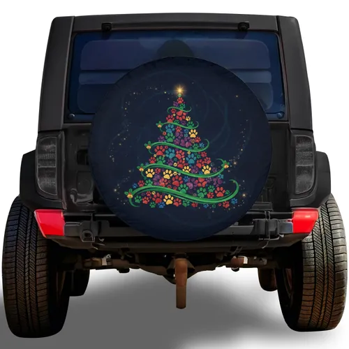 Paw Print Christmas Tree Garland - Christmas Gift for Pet Lover Spare Tire Cover