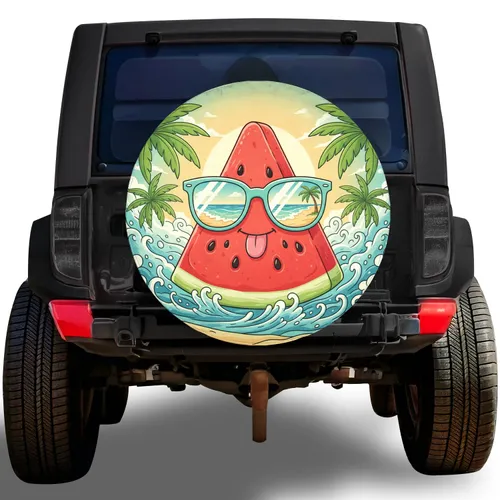 Watermelon Slice Sunglasses Tropical Beach Palm Tree - Summer Road Trip Gift Spare Tire Cover