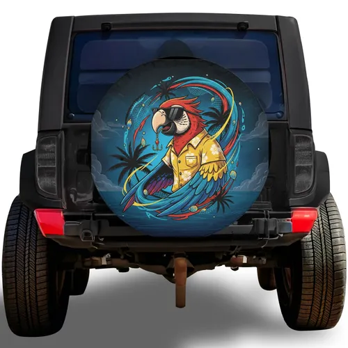 Stylized Parrot Sunglasses Hawaiian Shirt Fishing Lure - Ocean Decor Gift Spare Tire Cover