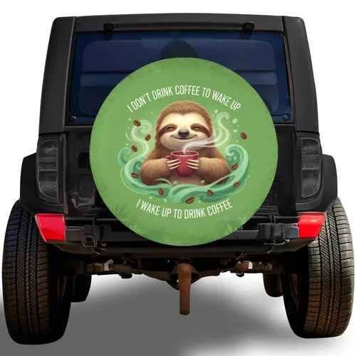 Fluffy Sloth Coffee Mug Jungle Green Foliage - Coffee Lover Morning Gift Spare Tire Cover