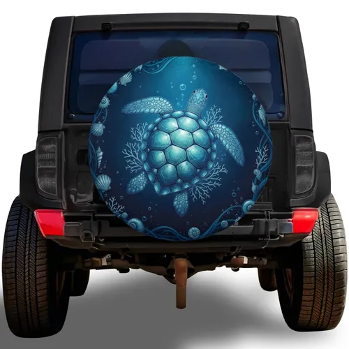 Sea Turtle Seashells Coral Deep Ocean - Marine Life Lover Gift Spare Tire Cover