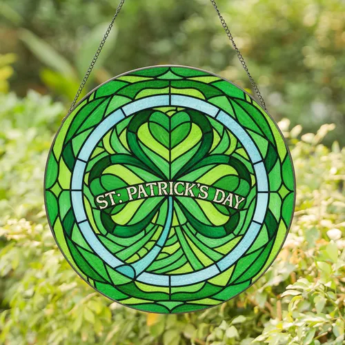 Three Leaf Shamrock St Patrick's Day - Holiday Home Decor Gift Stained Glass Suncatcher
