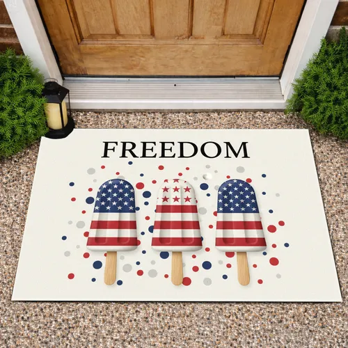 FREEDOM Text Patriotic Popsicles - Independence Day Gift for Veterans Doormat