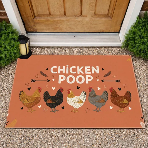 Chicken Poop Six Chickens Farmhouse Home Decor Gift for Chicken Lover Doormat