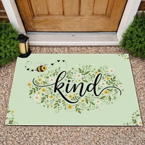 Kind Honeybee Hearts Floral Vines - Everyday Home Decor Gift Doormat