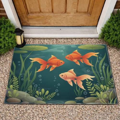 Goldfish Underwater Pond Garden - Home Decor Gift for Fish Lover Doormat