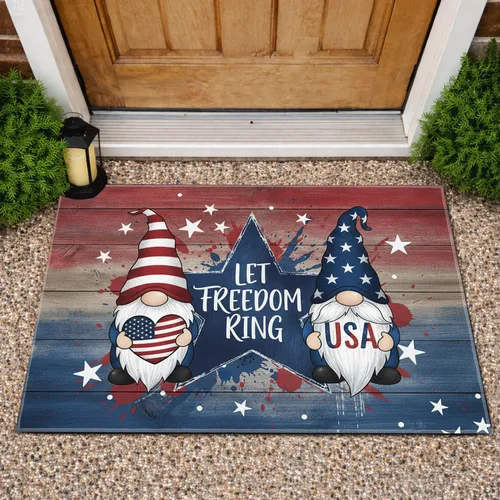 USA Gnomes Star Emblem - Independence Day Home Decor Gift Doormat