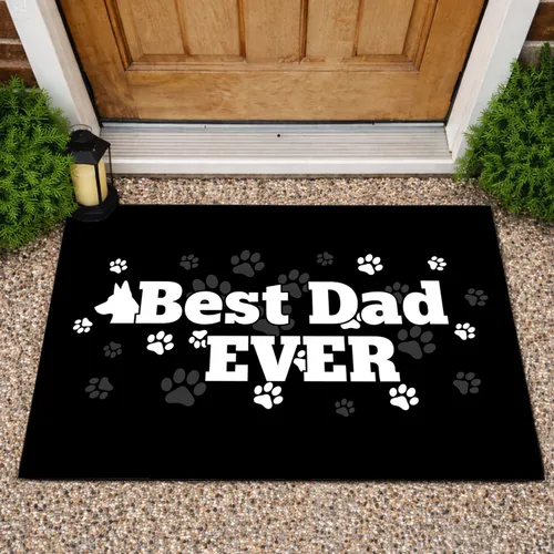 Best Dad EVER Dog Silhouette Paw Prints - Father's Day Gift for Dad Doormat