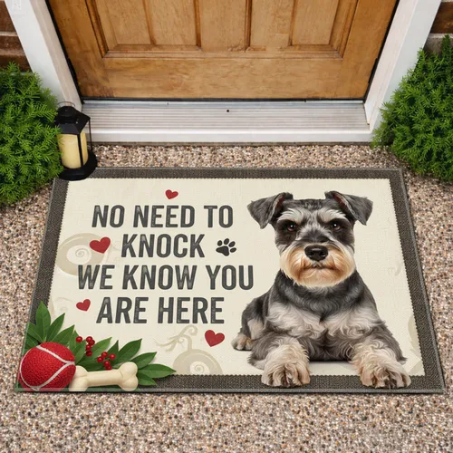 Miniature Schnauzer Dog No Need To Knock - Home Decor Gift for Dog Lovers Doormat
