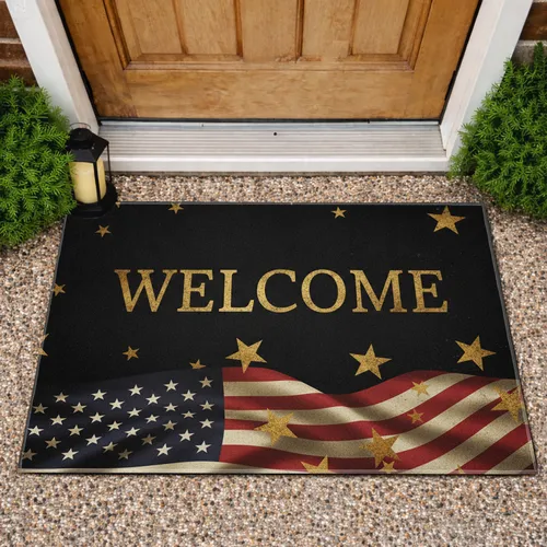 Distressed American Flag Welcome - Patriotic Home Decor Doormat