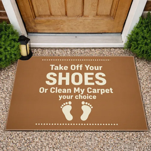 Take Off Shoes Clean Carpet Bare Feet - Home Entryway Welcome Doormat