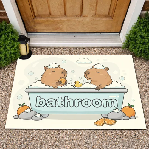Capybaras Bubble Bath Bathroom Word Home Decor Gift Capybara Lover Doormat