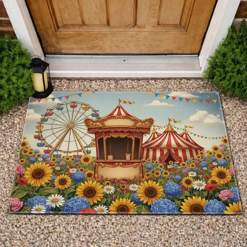 Vintage Carnival Ticket Booth Wildflower Meadow - Home Decor Gift Doormat