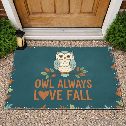 Owl Always Love Fall Heart - Autumn Home Decor Gift for Owl Lover Doormat