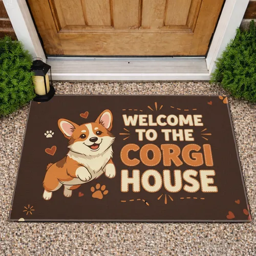 Corgi Welcome To The Corgi House - Home Decor Gift for Corgi Lover Doormat