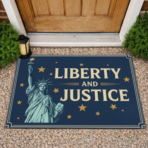 Statue of Liberty Liberty Justice - Independence Day Gift for Veterans Doormat