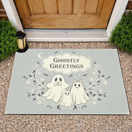Ghostly Greetings Ghosts Halloween Party - Home Decor Gift Doormat