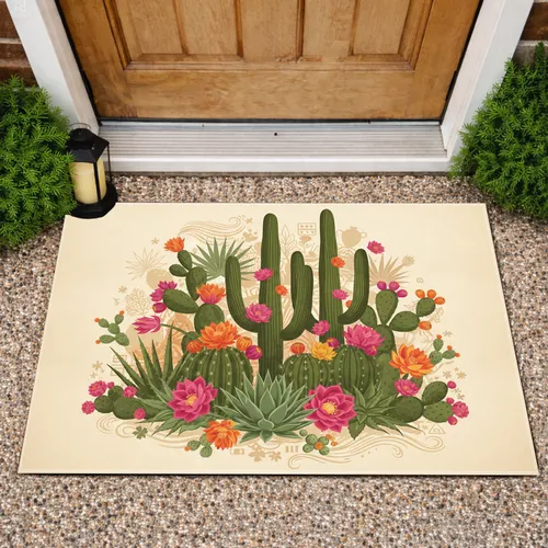 Cacti Succulent Desert Flora Scene - Home Decor Gift Doormat