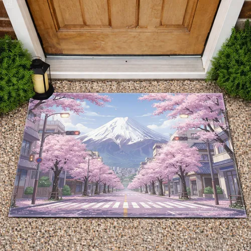 Mount Fuji Modern City Sakura - Home Decor Gift Doormat