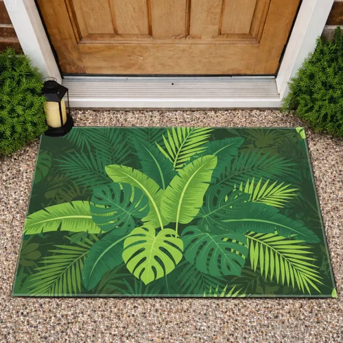 Monstera Banana Palm Fronds - Home Decor Gift for Plant Lover Doormat