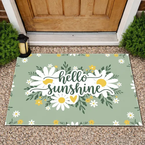 Hello Sunshine Daisy Floral Botanical - Home Decor Gift Doormat