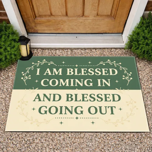 I Am Blessed Coming In Going Out - Farmhouse Home Decor Gift for Faith Home Doormat