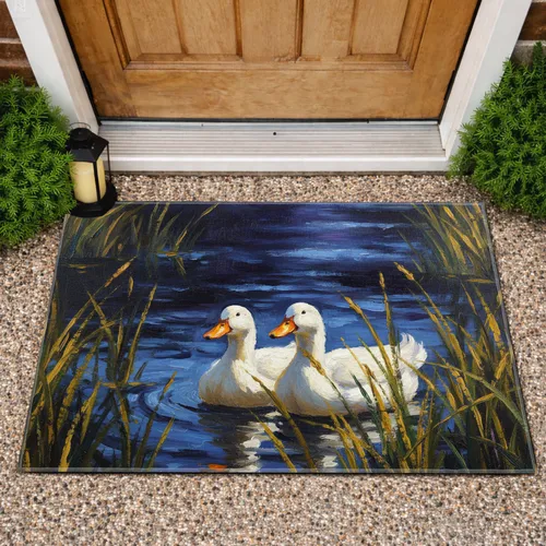 White Ducks Wetland Reeds - Wildlife Home Decor Gift Doormat