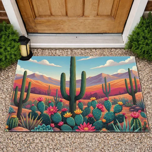 Cacti Succulent Desert Mountains - Home Decor Gift for Garden Lover Doormat