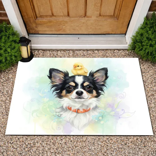 Long-haired Chihuahua Dog Chick Portrait - Chihuahua Lover Home Decor Gift Doormat