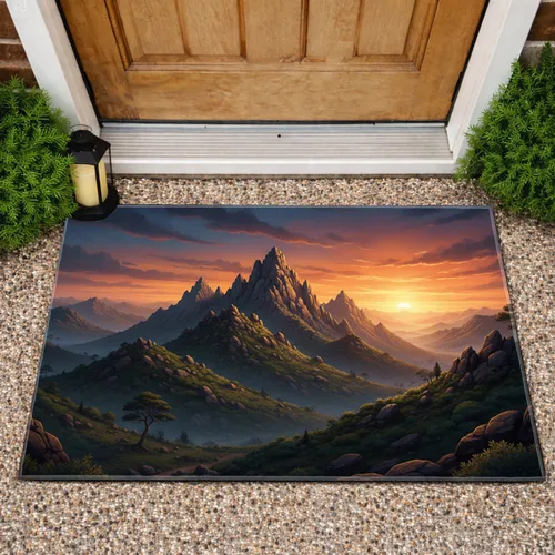 Rugged Mountain Landscape Sunset - Home Decor Gift for Nature Lover Doormat