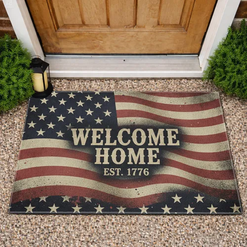 American Flag WELCOME HOME EST. 1776 - Independence Day Home Decor Doormat