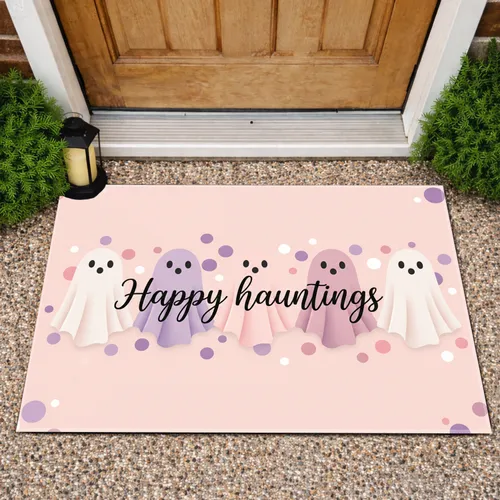 Friendly Ghosts Happy Hauntings Polka Dots - Halloween Party Decor Doormat