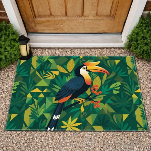 Tropical Bird Botanical Jungle Foliage - Nature Decor Gift for Wildlife Lovers Doormat
