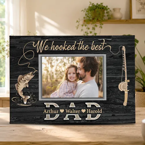 Personalized Fishing Gift For Dad, Custom Photo Canvas, Father's Day Gift For Fisherman, Fishing Dad Wall Art Decor