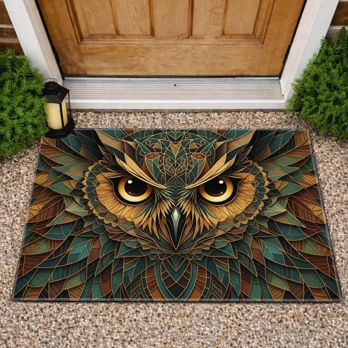 Owl Face Feather - Home Decor Gift For Wildlife Lover Doormat