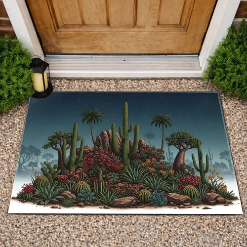 Saguaro Cactus Desert Plants Night - Home Decor Gift Doormat