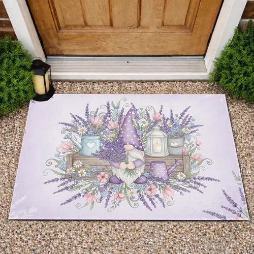 Gnome Lavender Wildflower Meadow - Home Decor Gift for Garden Lover Doormat