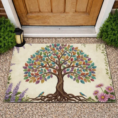 Tree of Life Birds Floral - Home Decor Gift for Nature Lovers Doormat