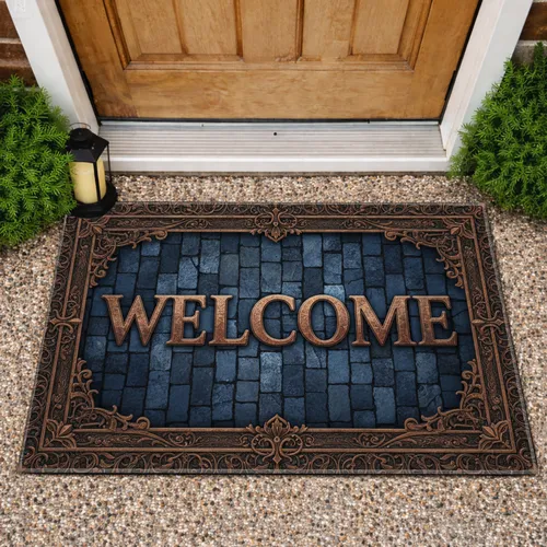 Ornate Bronze Stone WELCOME Letters - Home Decor Gift Doormat