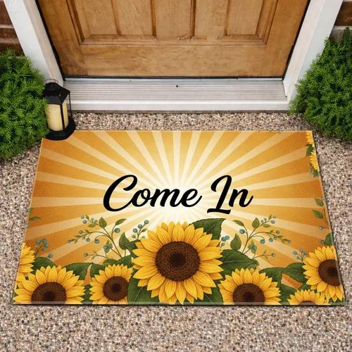 Come In Sunflowers Sunburst Berries - Welcome Home Decor Gift Doormat