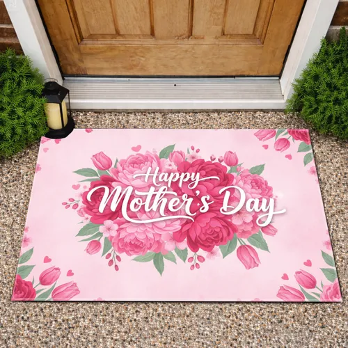 Happy Mother's Day Pink Floral Peonies Roses - Mother's Day Gift for Mom Doormat