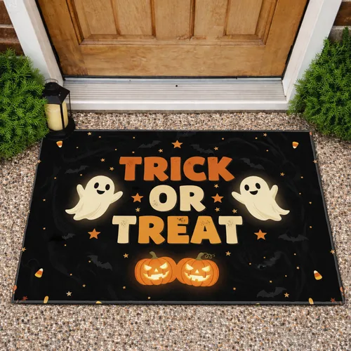 Trick or Treat Ghosts Jack-o'-Lanterns Candy Corn - Home Decor Doormat