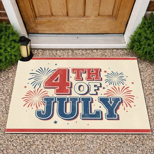 Fourth of July Fireworks Stars Stripes - Home Decor Gift for Veterans and Military Families Doormat