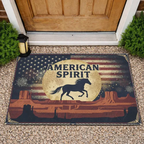 Wild Horse American Spirit Desert Flag - Independence Day Home Decor Gift Doormat