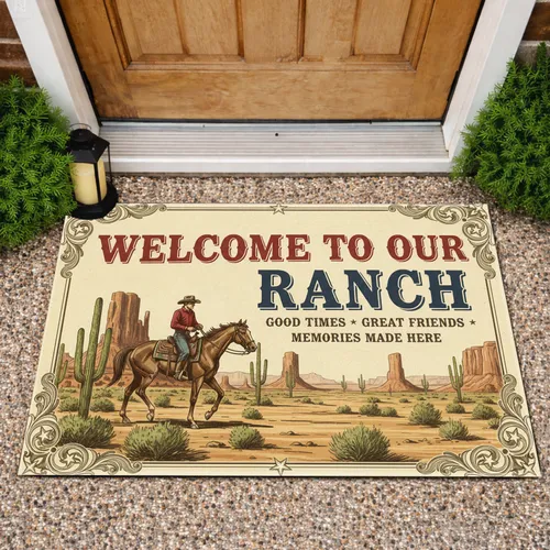Ranch Welcome Cowboy Horse - Ranch Decor Gift for Ranchers Doormat